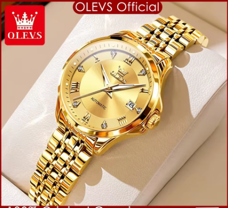 ساعة OLEVS النسائية الميكانيكية بحزام من الفولاذ ا...